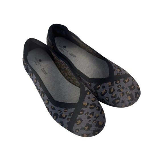 Clarks Womens Knit Leopard Print Ballet Flats Size 8.5W Black/Gray Slip-On Shoes - Picture 12 of 12